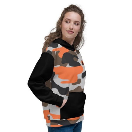 Sweat à Capuche femme camouflage orange noir - Sweat à capuche - Physique Affuté
