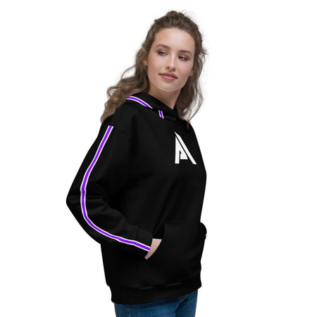 Sweat à Capuche femme noir bande violette - Sweat à capuche femme - Physique Affuté