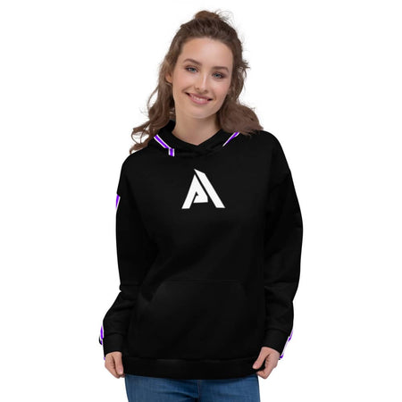 Sweat à Capuche femme noir bande violette - Sweat à capuche femme - Physique Affuté