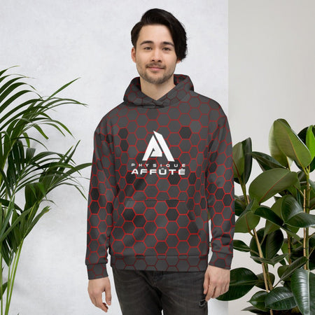 Sweat à Capuche NDA gris rouge homme Physique Affûté - Physique Affuté