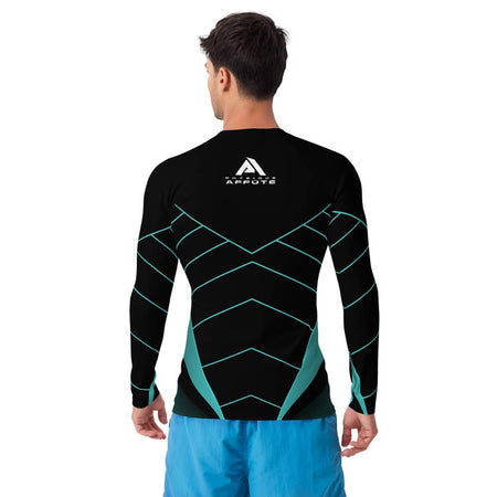 T-shirt CrossFit Homme athlétique noir bleu vue de dos - T-shirt compression à manches longues - Physique Affuté