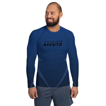 t-shirt compression homme manches longues bleu roi physique affûté vue de face