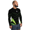 t-shirt compression pour homme à manches longues couleur noir design vert physique affûté vue de face